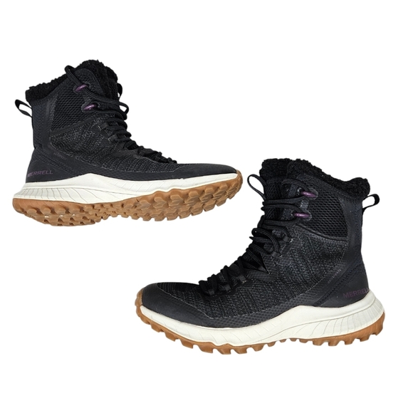 Merrell Bravada Knit Polar Waterproof Black High Top Pull On Winter Boots Size 6 - Picture 7 of 13